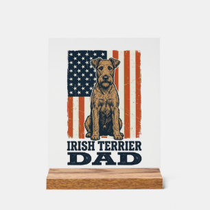Panneau En Acrylique Papa Terrier Irlandais Patriotique Vintage