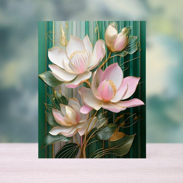 Panneau En Acrylique Papier peint en fleurs japonais Magnolia Art (Neutre)