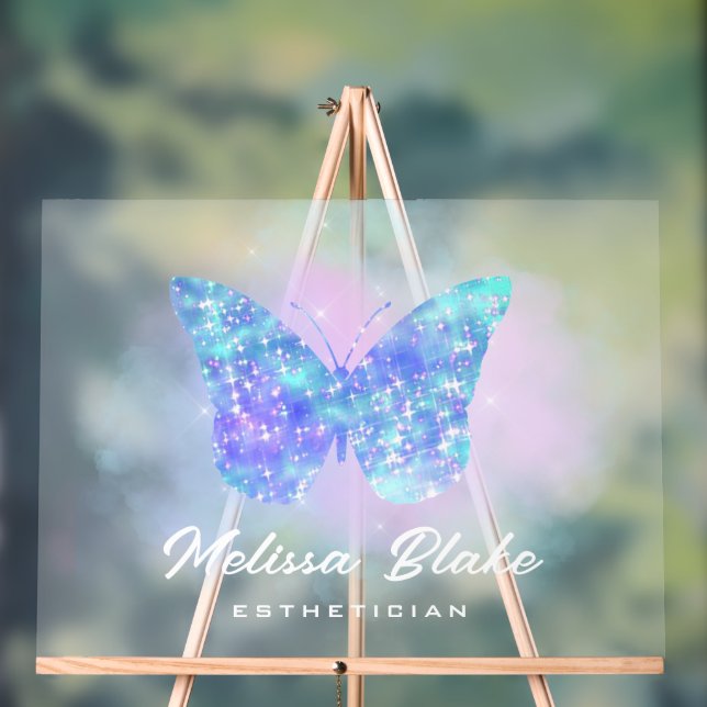 Panneau En Acrylique papillon bleu (Neutre)