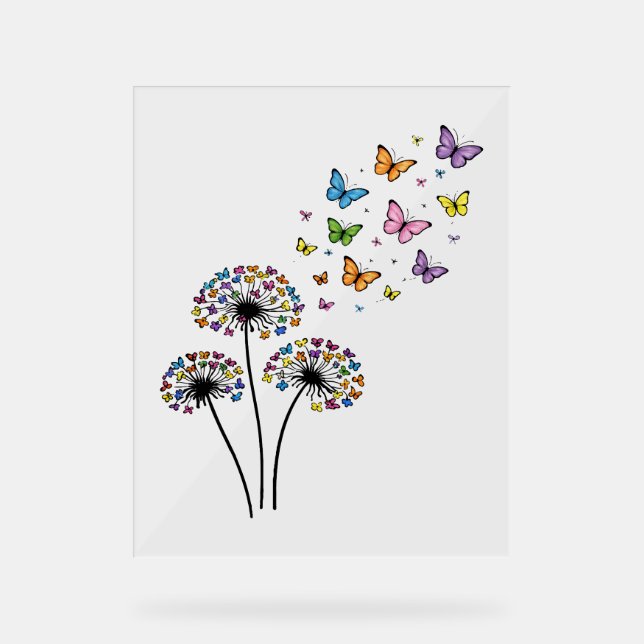 Panneau En Acrylique Papillon de pissenlit en vol (Recto)