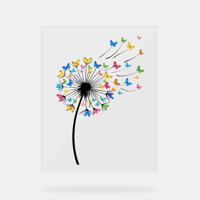 Panneau En Acrylique Papillon de pissenlit en vol (Recto)