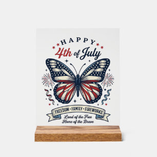 Panneau En Acrylique Papillon Patriotique Bonne Fête du 4 Juillet Conce