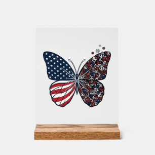Panneau En Acrylique Papillon patriotique vintage de la paix Vector Art