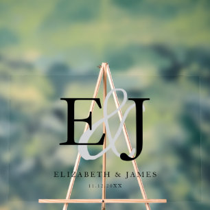 Panneau En Acrylique Paraphe de couple Monogramme Initiales Élégant sig