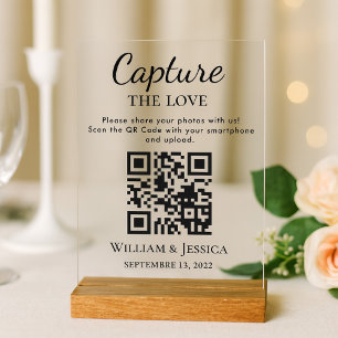 Panneau En Acrylique Partage de photos de mariage avec code QR