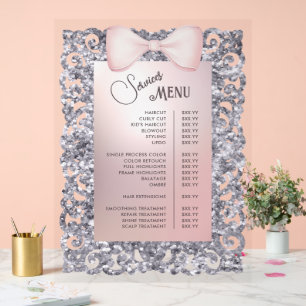 Panneau En Acrylique Parties scintillant Argent - Menu Services Bow ros