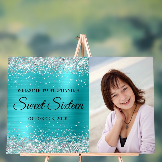 Panneau En Acrylique Parties scintillant argentée Turquoise Blue Foil S (Neutre)