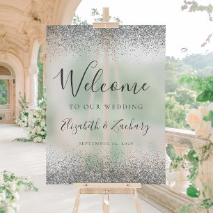 Panneau En Acrylique Parties scintillant d'argent moderne Mariage gris