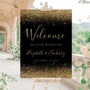 Panneau En Acrylique Parties scintillant d'or moderne Mariage noir Accu