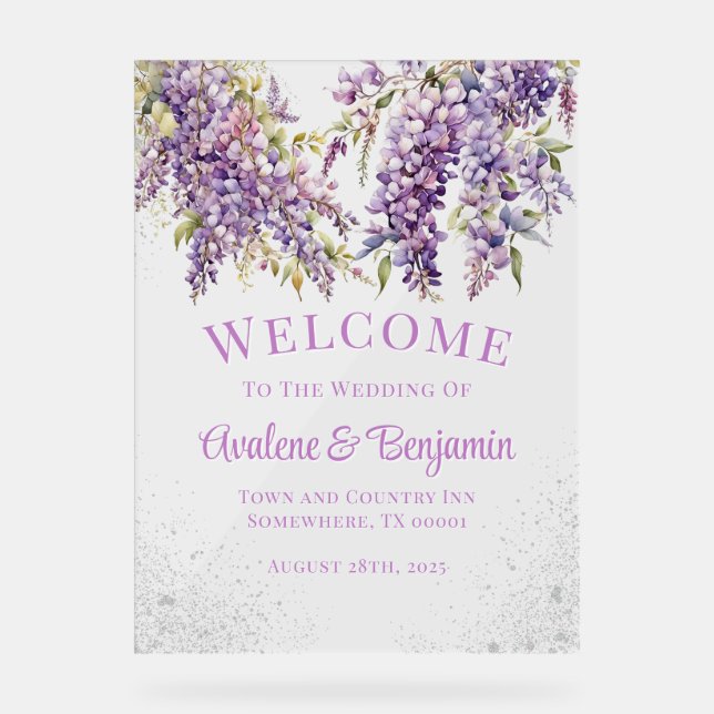 Panneau En Acrylique Parties scintillant en argent violet Wisteria Mari (Recto)