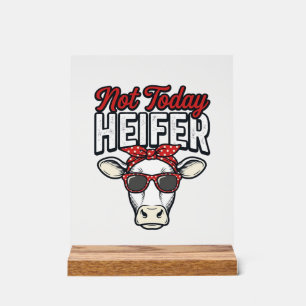 Panneau En Acrylique Pas aujourd'hui génisse drôle vache vintage vecteu