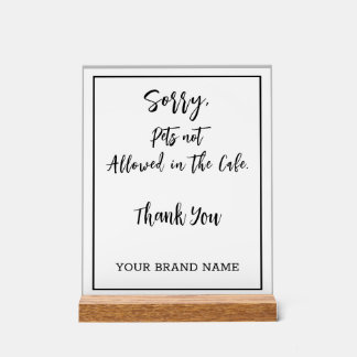 Panneau En Acrylique Pas d'animaux admis Personlise Café salon Affaires