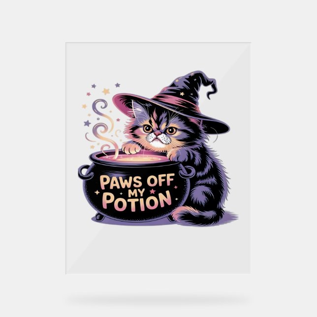 Panneau En Acrylique Passe De Ma Potion, Kawaii Halloween Witch Cat Cla (Recto)