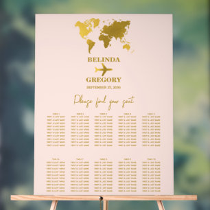 Panneau En Acrylique Passeport de mariage Rose blush Or Plan de table
