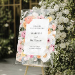 Panneau En Acrylique Pastel coloré Floral Mariage Bienvenue<br><div class="desc">Ce magnifique panneau d'accueil mariage acrylique floral est parfait pour célébrer la mariée et le futur marié ! Le design se compose d'un cadre coloré avec des fleurs pastel rose, pêche, orange et jaune et est sûr d'apporter une touche joyeuse, printemps à l'occasion. Fêtez le prochain Monsieur et Madame avec...</div>