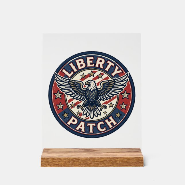 Panneau En Acrylique Patch de liberté Patriotique Broderie (Recto)