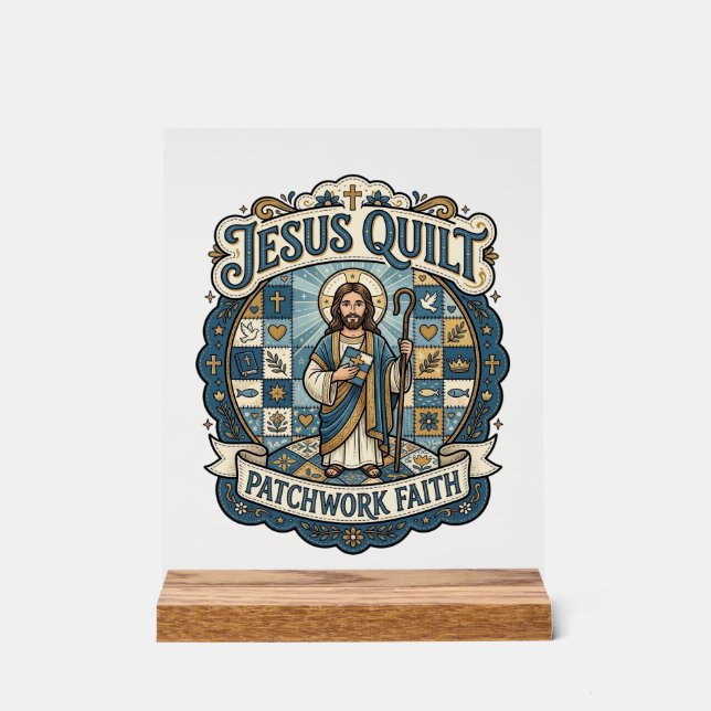 Panneau En Acrylique Patchwork Jésus Foi Patchwork Jésus  (Recto)