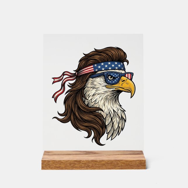 Panneau En Acrylique Patriotic Eagle Mullet Vintage Engraving Vector De (Recto)
