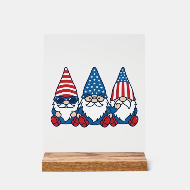 Panneau En Acrylique Patriotic Gnome Trio Vintage Vector Shirt Design_1 (Recto)