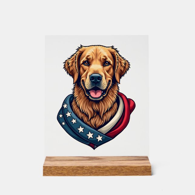 Panneau En Acrylique Patriotic Retriever Pride Vintage Dog Shirt 4 (Recto)