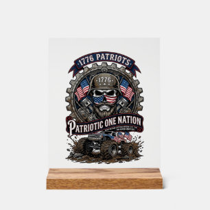Panneau En Acrylique Patriotique 1776 Hors Route Crâne Camion Monstre L