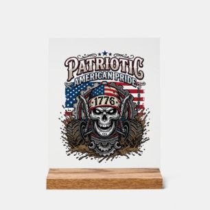 Panneau En Acrylique Patriotique 1776 Hors Route Crâne Monster Truck Lo