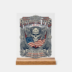 Panneau En Acrylique Patriotique 1776 Hors Route Crâne Monster Truck Lo