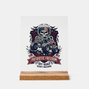Panneau En Acrylique Patriotique 1776 Tout Terrain Camion Monstre Crâne