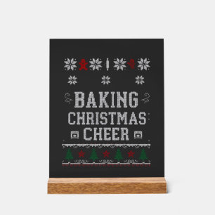Panneau En Acrylique Patte de tricot de four à biscuits de Noël au ging