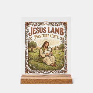 Panneau En Acrylique Pâturage de Jésus agneau Mignon Pâturage de Jésus
