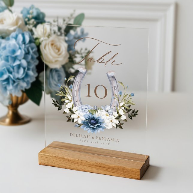 Panneau En Acrylique Pays Western Horseshoe Aquarelle Floral Crest (Country Western Horseshoe Watercolor Floral Crest Acrylic Sign)