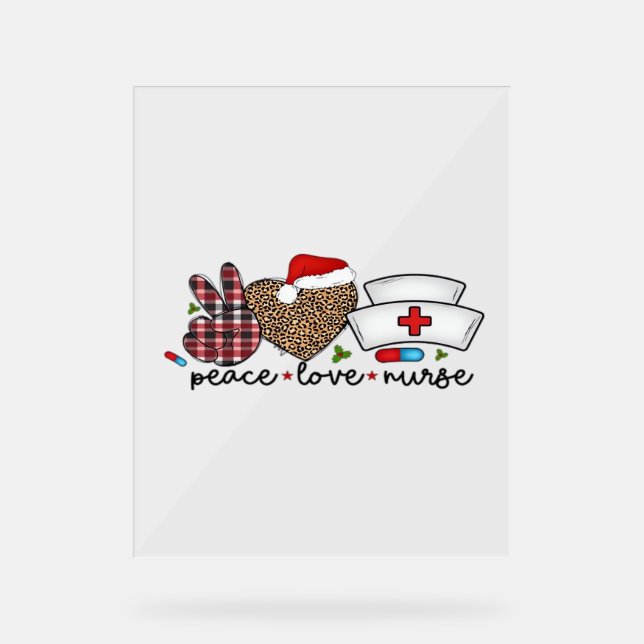 Panneau En Acrylique Peace Love Nurse, T-shirt classique Halloween (Recto)