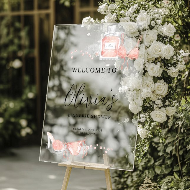 Panneau En Acrylique Peach Blush Lingerie Bridal Shower Welcome (Créateur téléchargé)