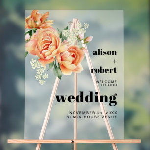 Panneau En Acrylique Pêcher les pivoines et les roses gelés mariage BIE