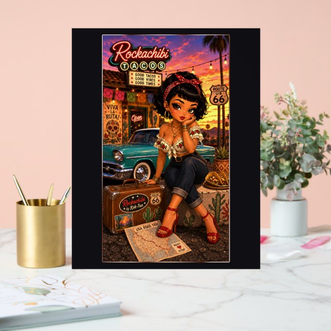 Panneau En Acrylique Pénélopé Chibi Rockabilly (Mariage)