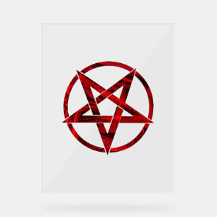 Panneau En Acrylique Pentagramme du Diable Rouge