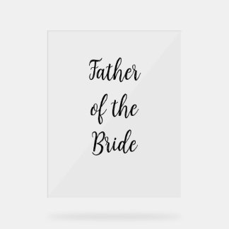 Panneau En Acrylique Père de la mariée Simple Mariage Typographie noire