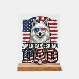 Panneau En Acrylique Père Esquimau Américain Patriotique Vintage Chien