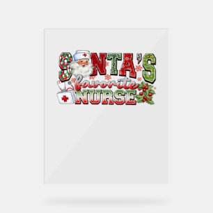 Panneau En Acrylique Père Noël Infirmière Favorite, Joyeuse Infirmière,