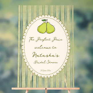 Panneau En Acrylique Perfect pair pear bridal shower welcome sign