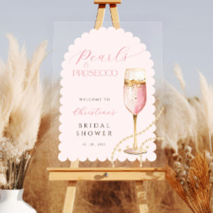 Panneau En Acrylique Perles d'Arch et Prosecco Rose Fête de Mariage