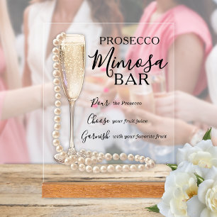 Panneau En Acrylique Perles et Fête des mariées Prosecco Mimosa