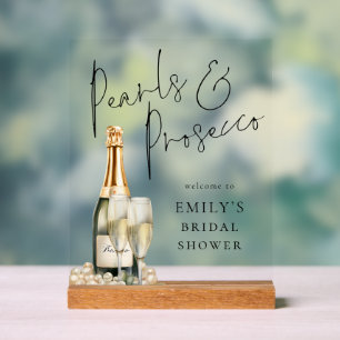 Panneau En Acrylique Perles et Prosecco Bienvenue à la soirée de mariag