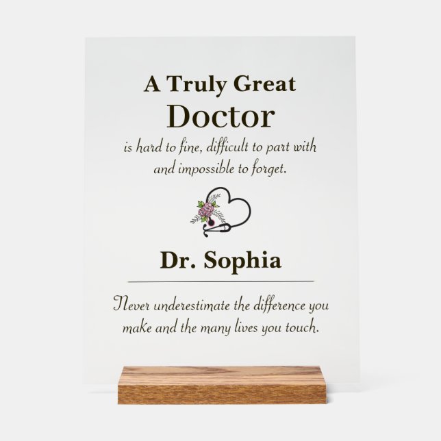 Panneau En Acrylique Personalized A Truly Great Doctor Appreciation  (Recto)