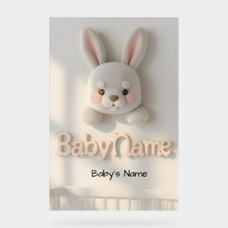 Panneau En Acrylique Personalized Baby Name Wall Art – Cute Animal Nurs