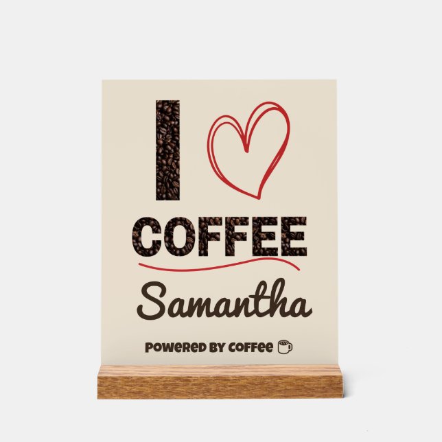 Panneau En Acrylique Personalized Coffee Lover Powered by Coffee Gift (Recto)