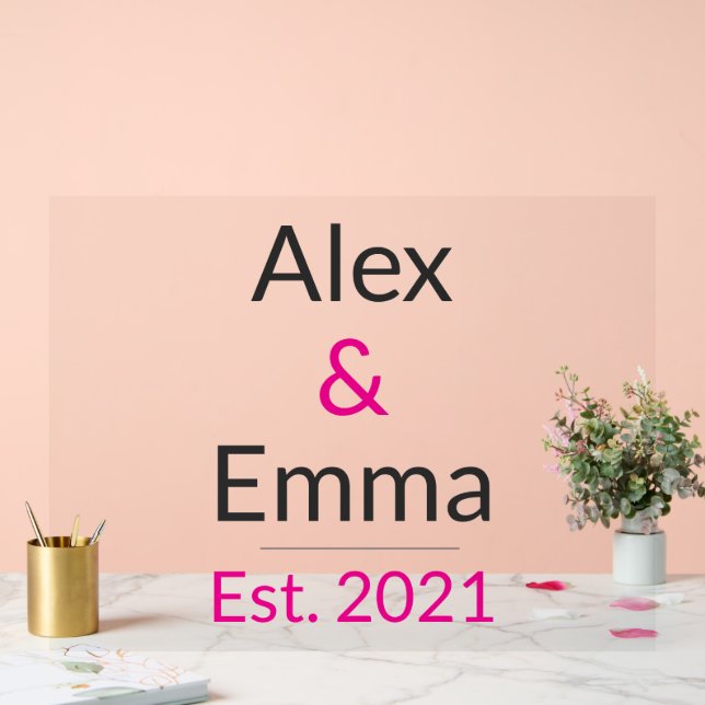 Panneau En Acrylique Personalized Couples Mug – Custom Names & Year Gif (Mariage)