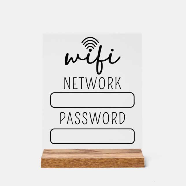 Panneau En Acrylique Personalized Customer Wifi Account Sign (Recto)