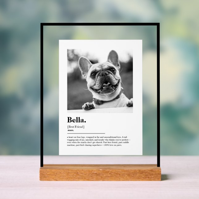 Panneau En Acrylique Personalized Dog Photo Print Dictionary Definition (Neutre)
