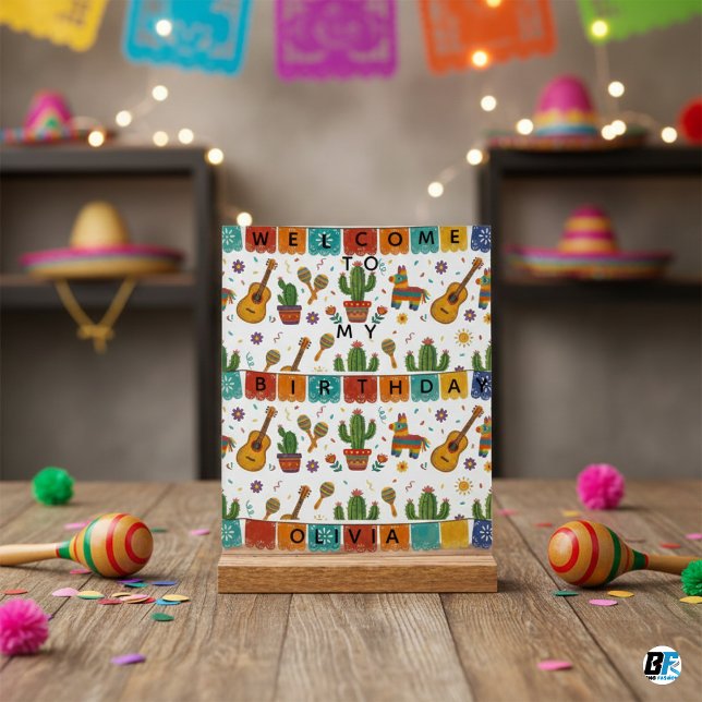 Panneau En Acrylique Personalized Mexican Fiesta Birthday (Créateur téléchargé)